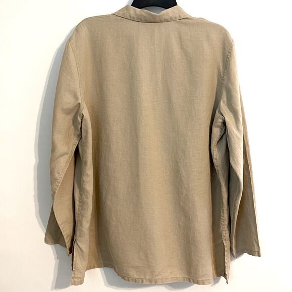 Max Studio 100% Linen Button Down Top Size L - Picture 2 of 3